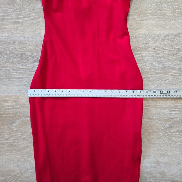 Lulus Paulina Square Neck Red Bodycon Midi Cocktail Sheath Dress Small NWOT - Picture 11 of 17